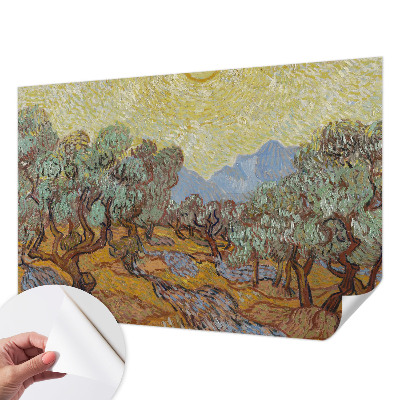 Papel mural texturado decorativo con motivo de olivos