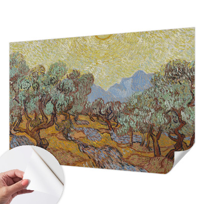 Papel mural texturado decorativo con motivo de olivos
