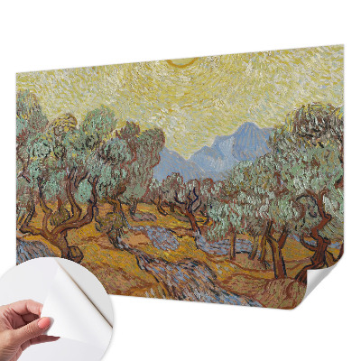 Papel mural texturado decorativo con motivo de olivos