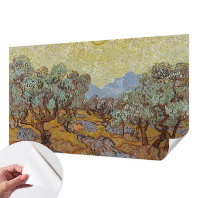 Papel mural texturado decorativo con motivo de olivos