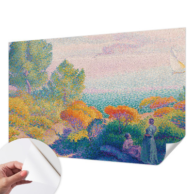 Papel mural con patrón decorativo con motivo de paisaje costero