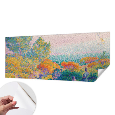 Papel mural con patrón decorativo con motivo de paisaje costero