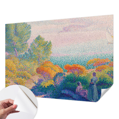 Papel mural con patrón decorativo con motivo de paisaje costero