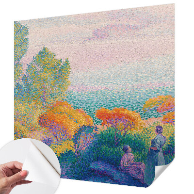 Papel mural con patrón decorativo con motivo de paisaje costero