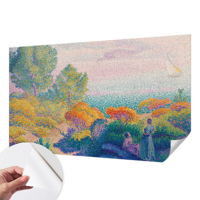 Papel mural con patrón decorativo con motivo de paisaje costero