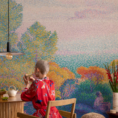 Papel mural con patrón decorativo Paisaje costero