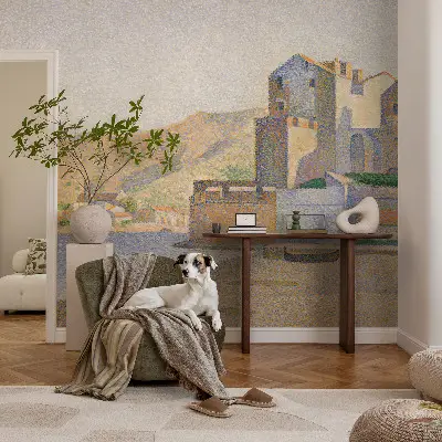Mural de pared con estampado hermoso refugio de verano en estilo decorativo para interiores