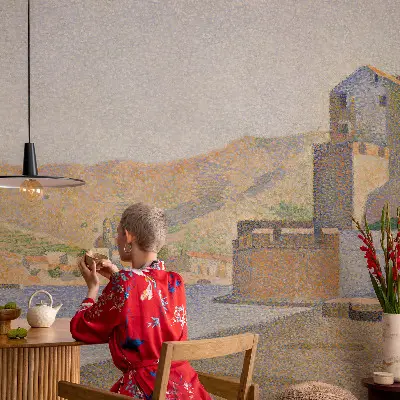 Mural de pared con estampado hermoso refugio de verano en estilo decorativo para interiores