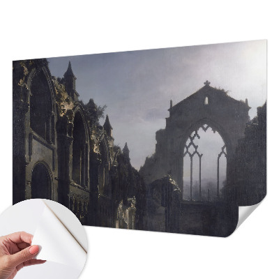 Papel mural texturado decorativo con diseño de ruinas góticas
