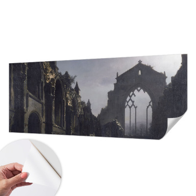 Papel mural texturado decorativo con diseño de ruinas góticas
