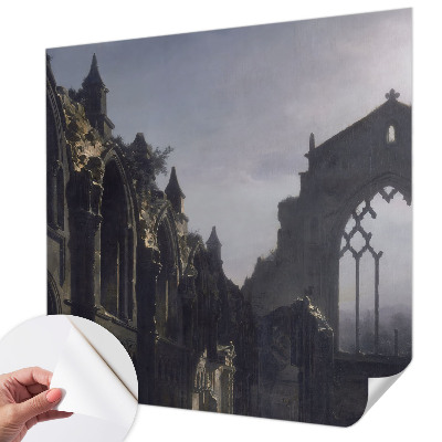Papel mural texturado decorativo con diseño de ruinas góticas