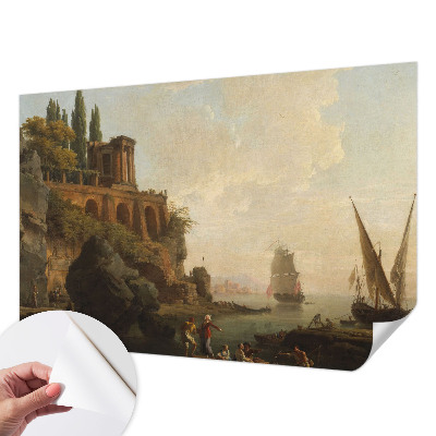 Papel mural con patrón decorativo con un motivo de paisaje marino
