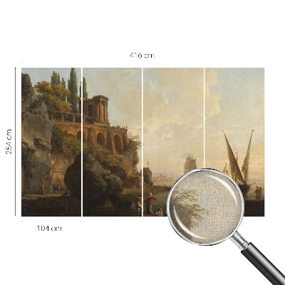 Papel mural con patrón decorativo con un motivo de paisaje marino