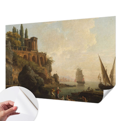 Papel mural con patrón decorativo con un motivo de paisaje marino
