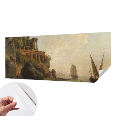 Papel mural con patrón decorativo con un motivo de paisaje marino