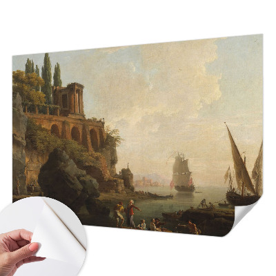 Papel mural con patrón decorativo con un motivo de paisaje marino