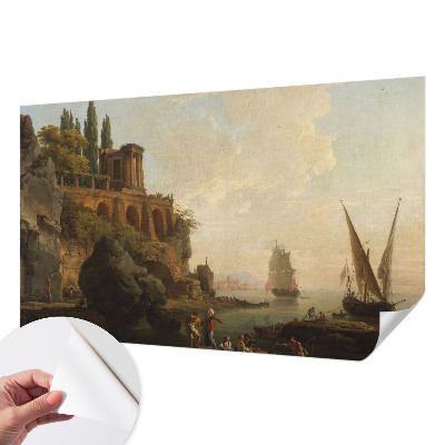 Papel mural con patrón decorativo con un motivo de paisaje marino