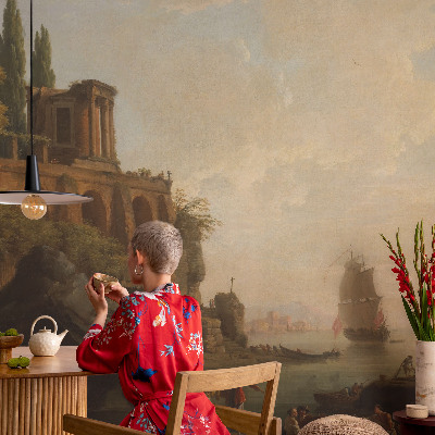 Papel mural con patrón decorativo Paisaje marino