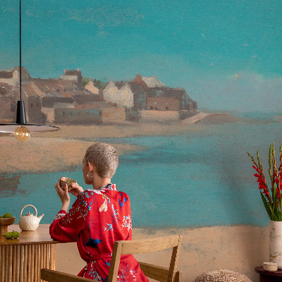 Papel mural con patrón decorativo Un pueblo tranquilo