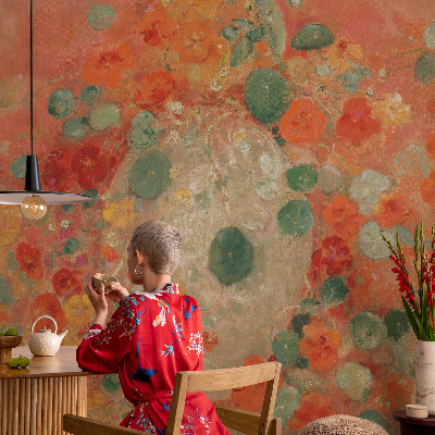 Papel mural texturado decorativo Flores abstractas