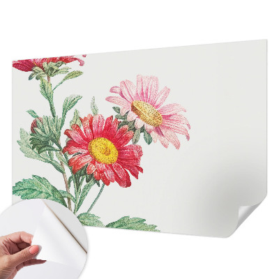 Mural de pared con estampado hermoso con flores delicadas