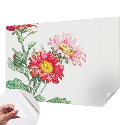Mural de pared con estampado hermoso con flores delicadas