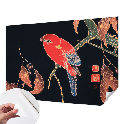 Papel mural texturado decorativo con diseño de ave exótica