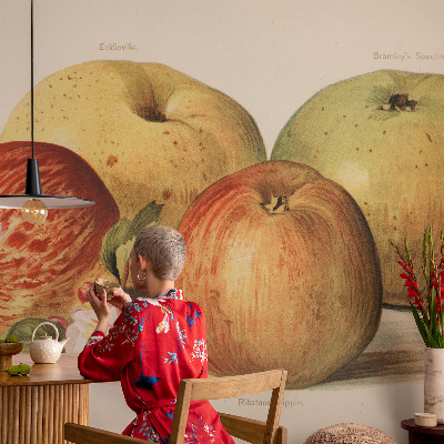 Papel mural con patrón decorativo flores de manzano