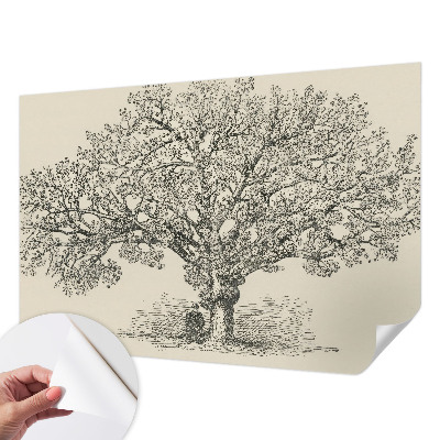 Papel mural texturado decorativo con ilustración de un árbol