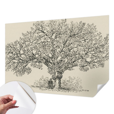 Papel mural texturado decorativo con ilustración de un árbol