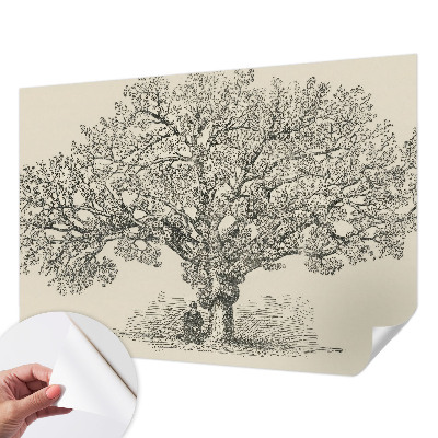 Papel mural texturado decorativo con ilustración de un árbol