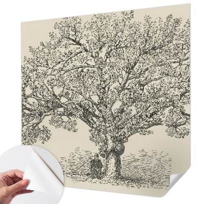 Papel mural texturado decorativo con ilustración de un árbol