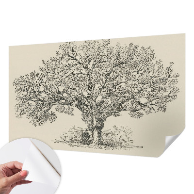 Papel mural texturado decorativo con ilustración de un árbol