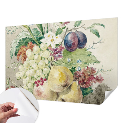 Mural de pared con estampado hermoso Flores y frutas