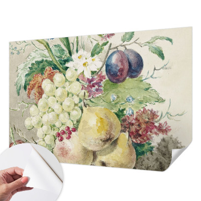 Mural de pared con estampado hermoso Flores y frutas