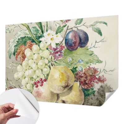 Mural de pared con estampado hermoso con motivos de flores y frutas