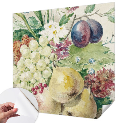 Mural de pared con estampado hermoso con motivos de flores y frutas