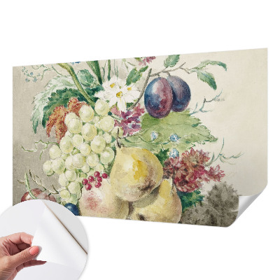 Mural de pared con estampado hermoso con motivos de flores y frutas