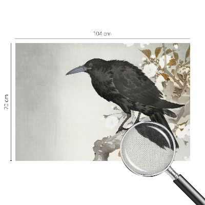 Papel mural texturado decorativo Cuervo en las flores