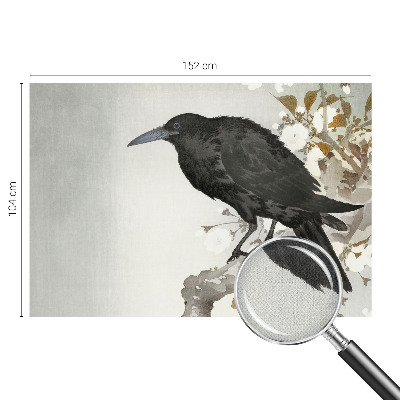 Papel mural texturado decorativo Cuervo en las flores