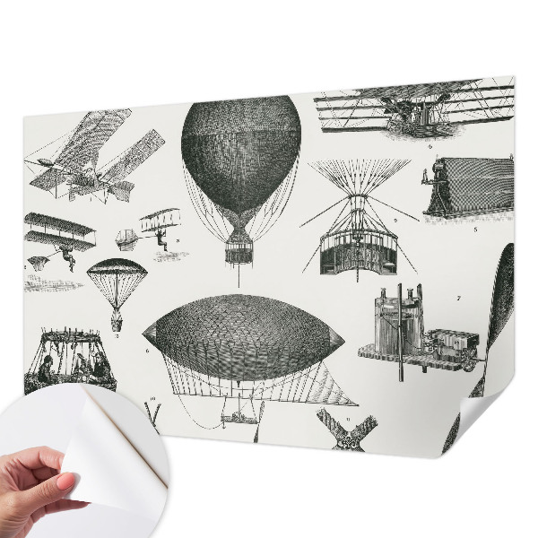 Papel mural con patrón decorativo con motivo 'Historia de la aviación'