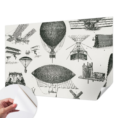 Papel mural con patrón decorativo con motivo 'Historia de la aviación'