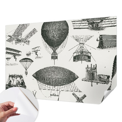 Papel mural con patrón decorativo con motivo 'Historia de la aviación'