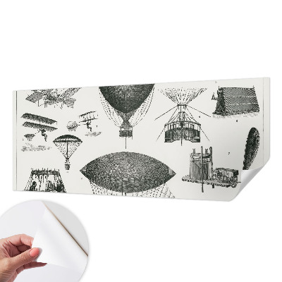 Papel mural con patrón decorativo con motivo 'Historia de la aviación'