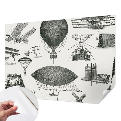 Papel mural con patrón decorativo con motivo 'Historia de la aviación'