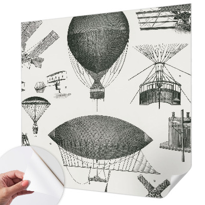 Papel mural con patrón decorativo con motivo 'Historia de la aviación'