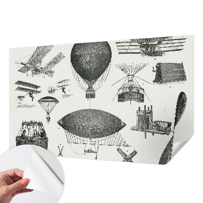Papel mural con patrón decorativo con motivo 'Historia de la aviación'