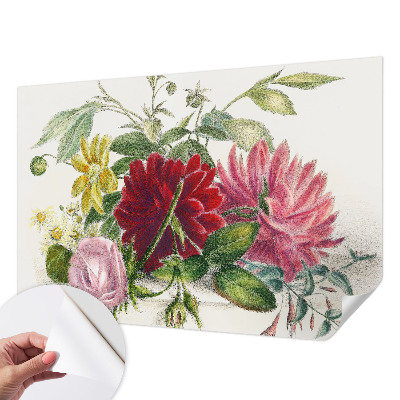 Mural de pared con estampado hermoso con un ramo de flores