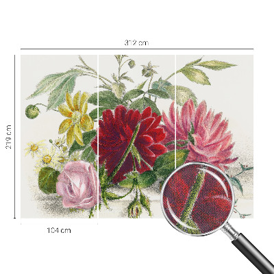 Mural de pared con estampado hermoso con un ramo de flores