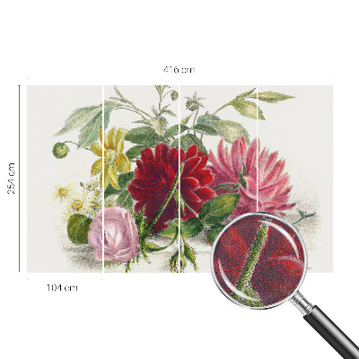 Mural de pared con estampado hermoso con un ramo de flores
